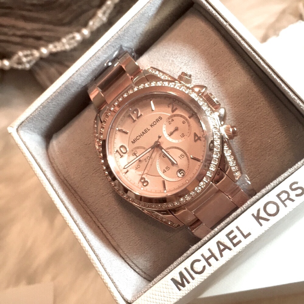 🔱MICHAEL KORS®Rose Gold Dial Crystals Watch🔱